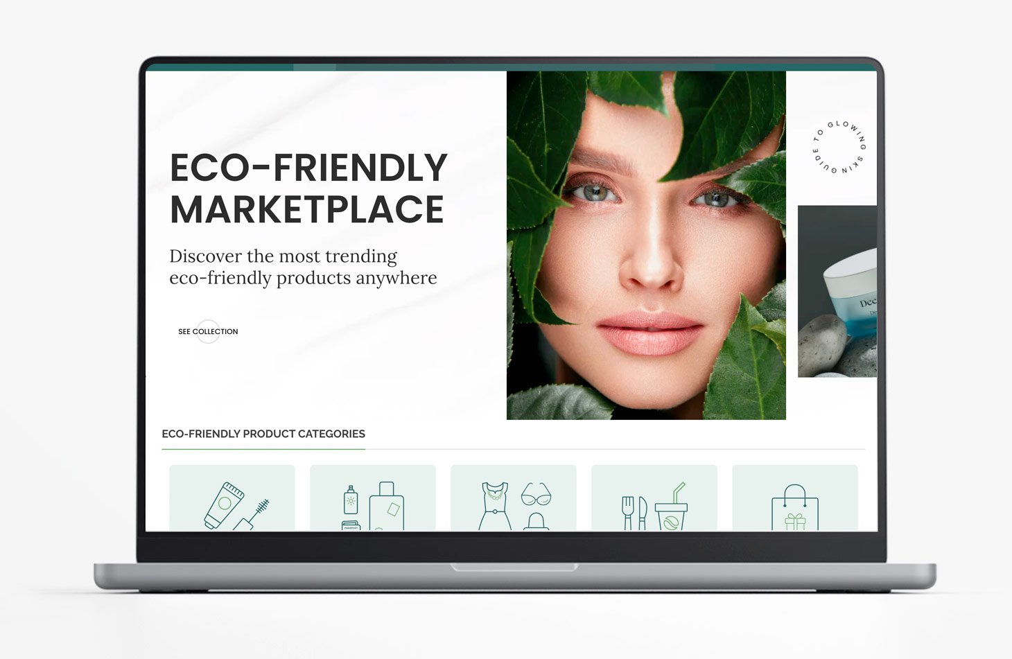 New Green Shop Website preview in laptop